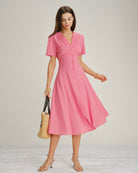 Women's Woven Cotton Midi Dress Dresses - RIHOAS