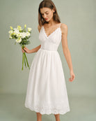 Women's Woven Cotton Midi Dress Dresses - RIHOAS