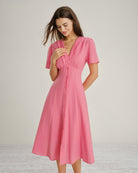 Women's Woven Cotton Midi Dress Dresses - RIHOAS