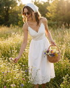 Women's Woven Cotton Midi Dress Dresses - RIHOAS