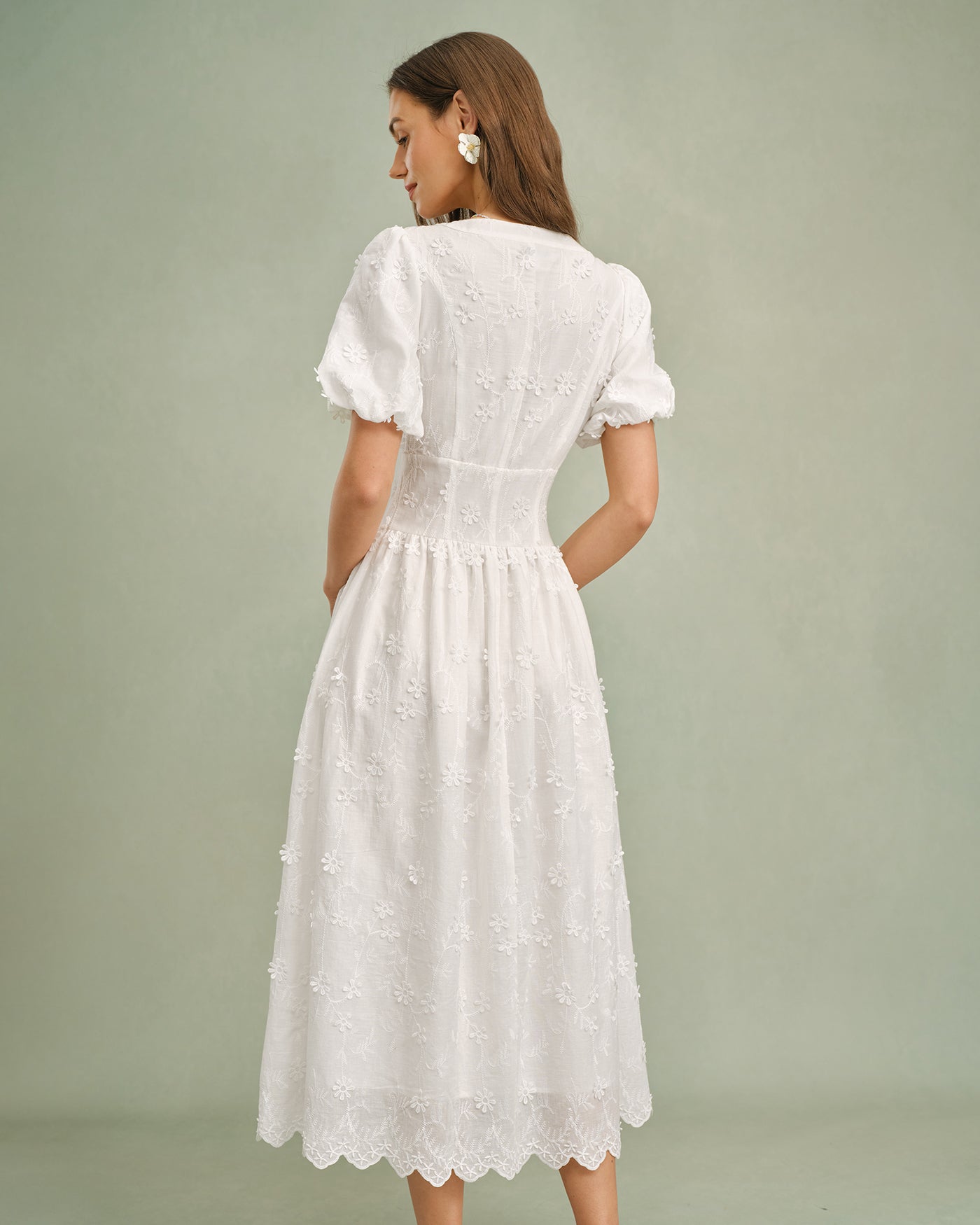 Women's Woven Cotton Midi Dress Dresses - RIHOAS