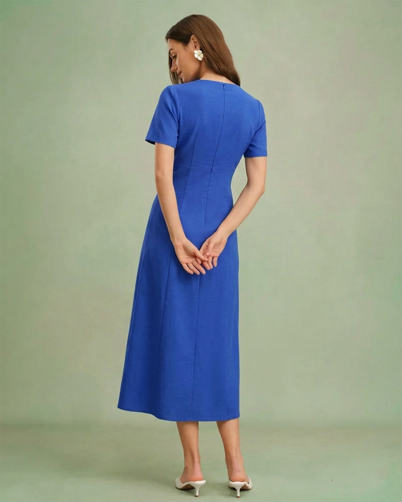 Women's Woven Cotton Midi Dress Dresses - RIHOAS