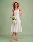 Women's Woven Cotton Midi Dress Dresses - RIHOAS