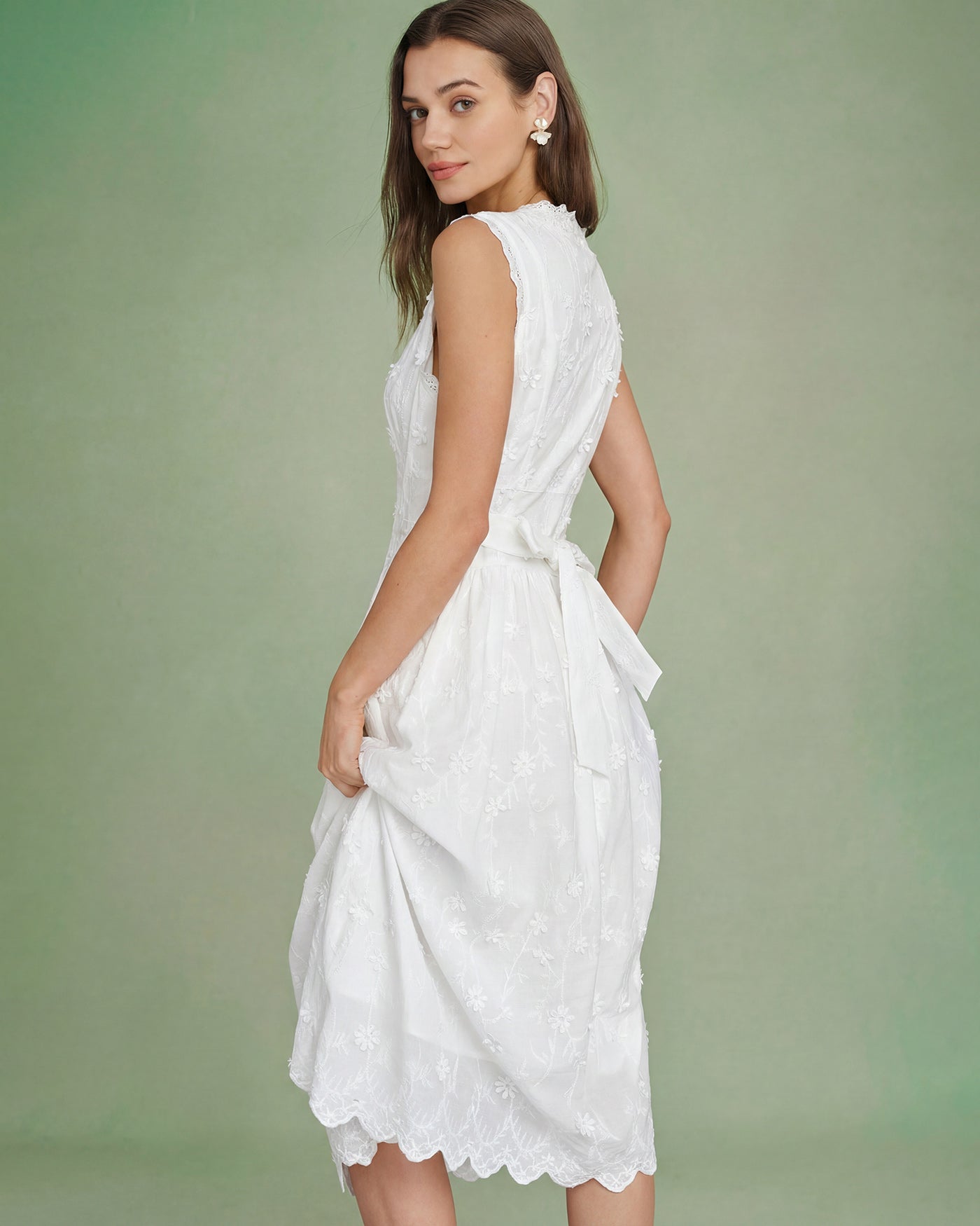 Women's Woven Cotton Midi Dress Dresses - RIHOAS