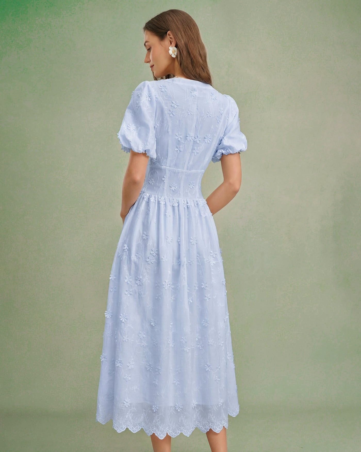 Women's Woven Cotton Midi Dress Dresses - RIHOAS