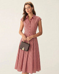 Women's Woven Cotton Midi Dress Dresses - RIHOAS