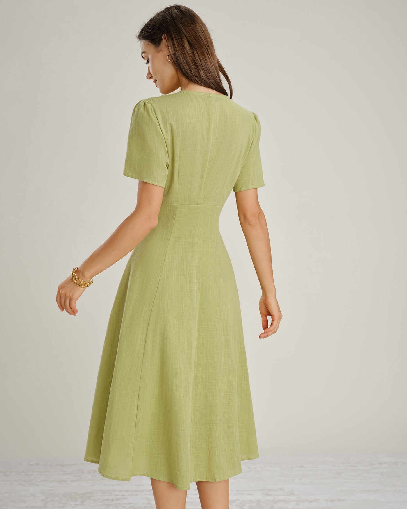Women's Woven Cotton Midi Dress Dresses - RIHOAS