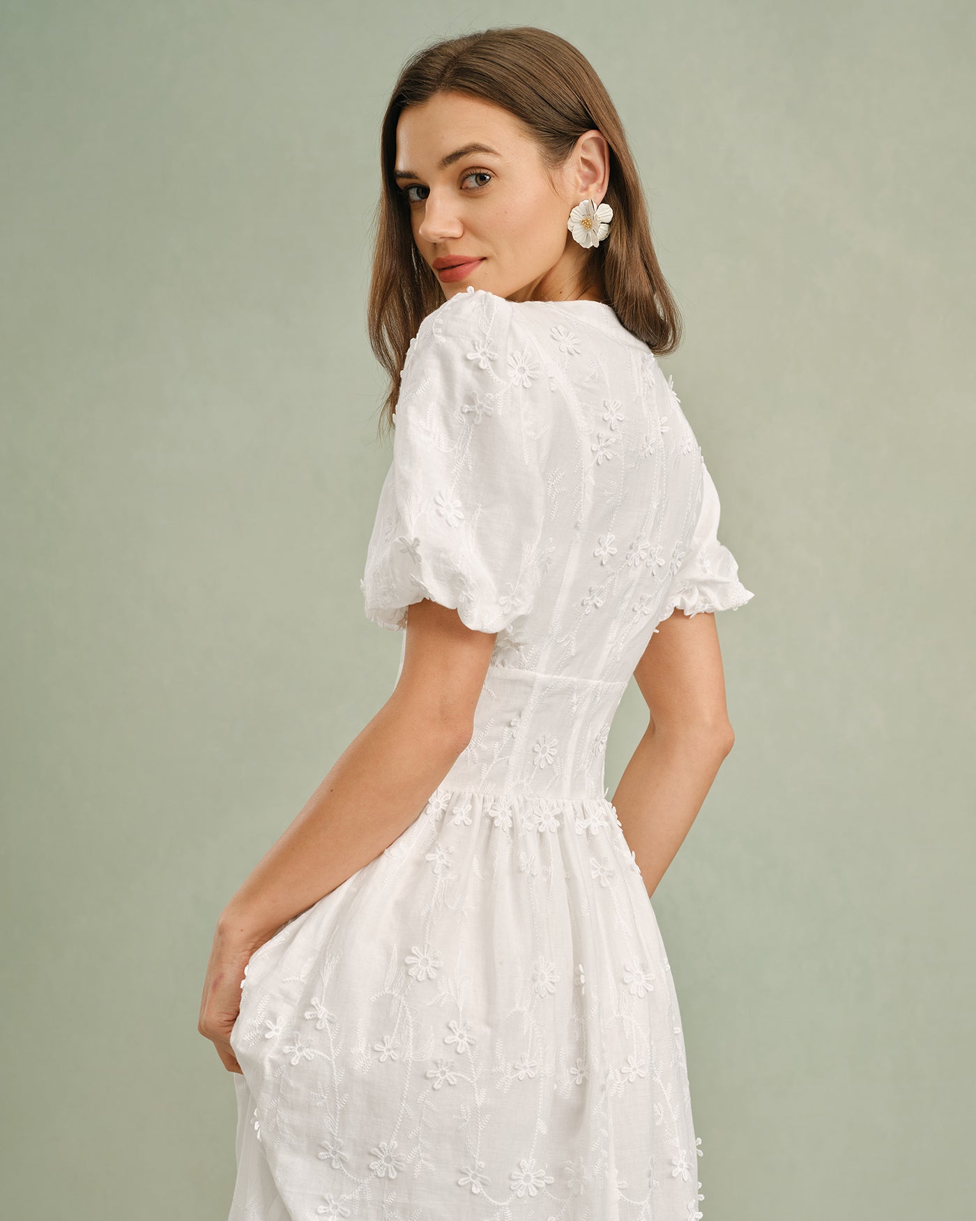 Women's Woven Cotton Midi Dress Dresses - RIHOAS