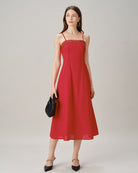 Women's Woven Cotton Midi Dresses Dresses - RIHOAS