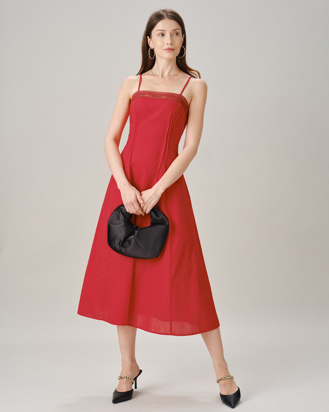 Women's Woven Cotton Midi Dresses Dresses - RIHOAS
