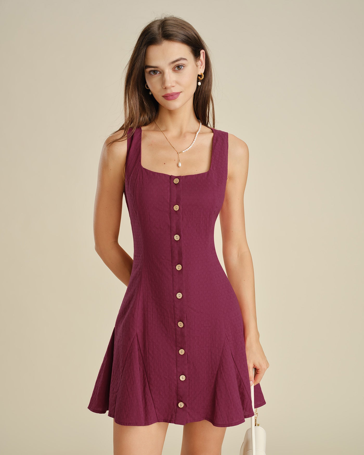 Women's Woven Cotton Mini Dress Dresses - RIHOAS