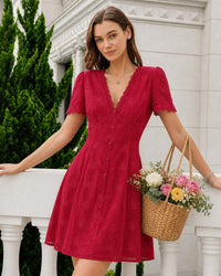 Women's Woven Cotton Mini Dress Dresses - RIHOAS