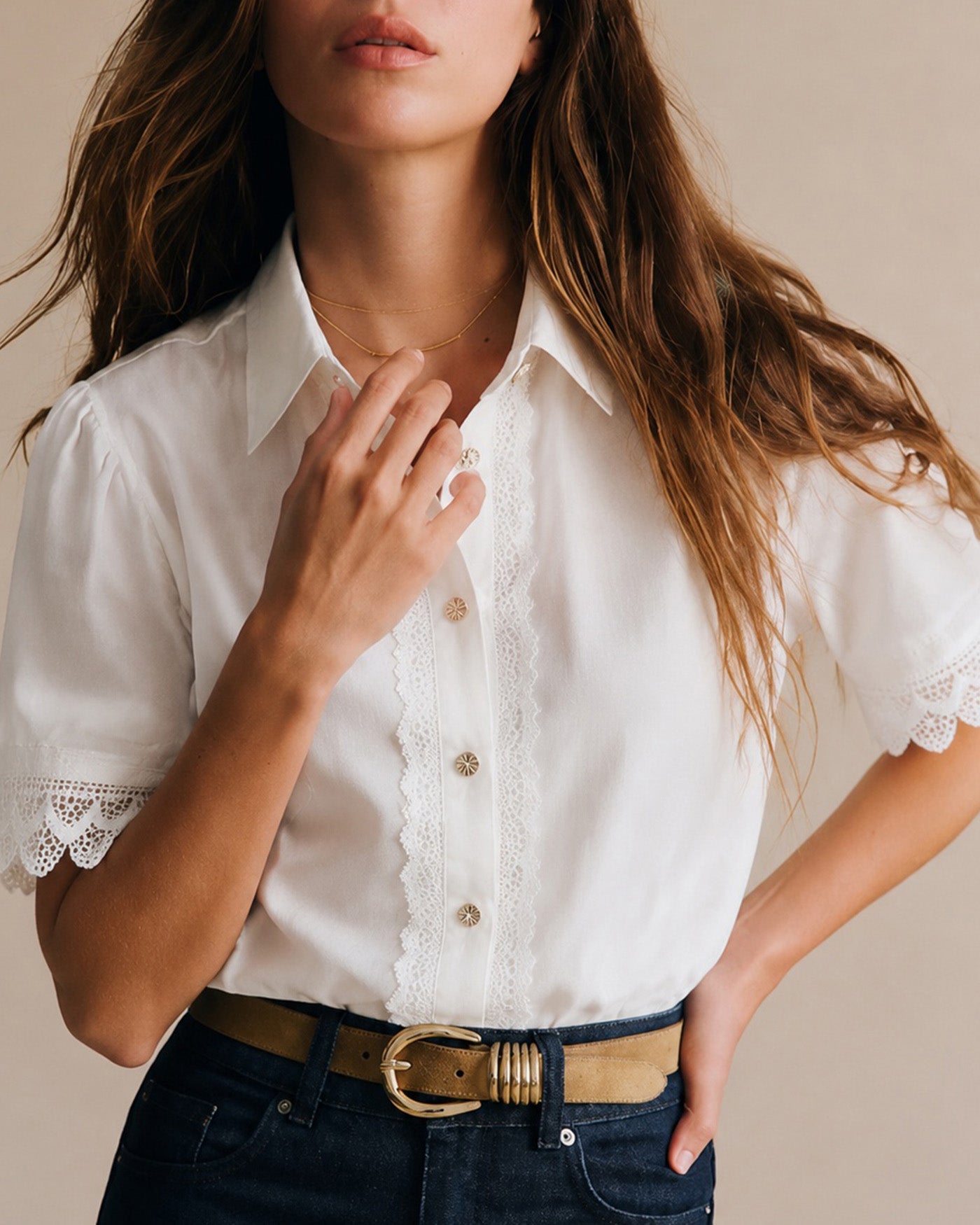 Women's Woven Cotton Shirt Tops - RIHOAS