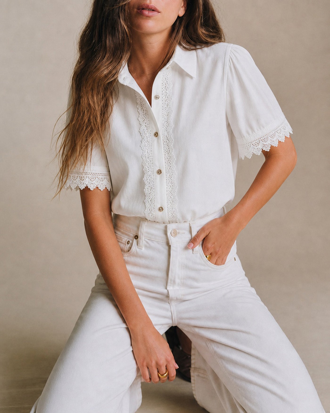 Women's Woven Cotton Shirt Tops - RIHOAS