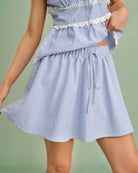 Women's Woven Cotton Skirt Blue Bottoms - RIHOAS