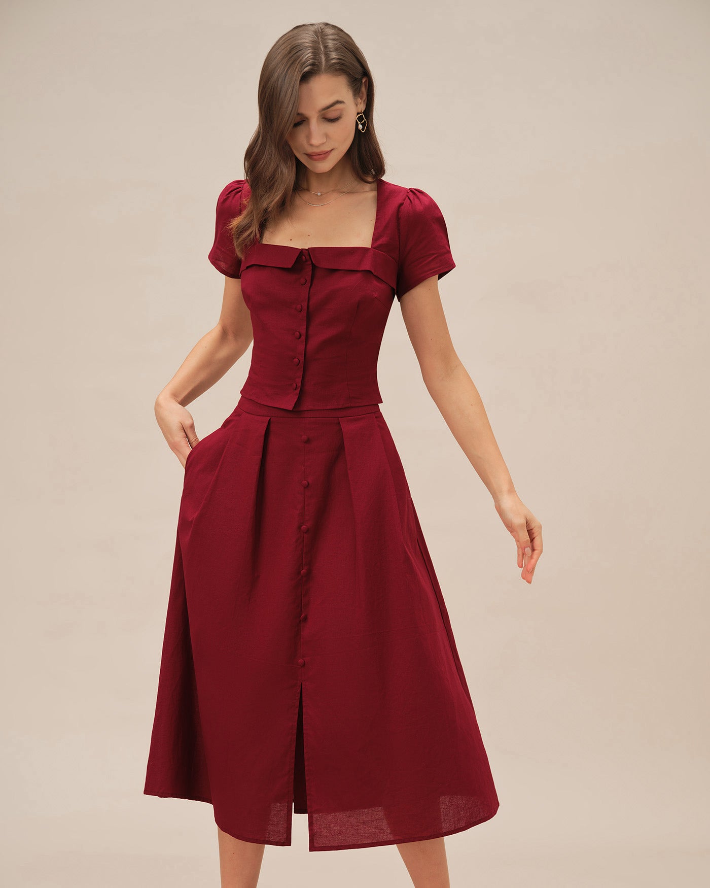 Women's Woven Cotton Skirt Bottoms - RIHOAS