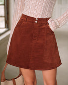 Women's Woven Cotton Skirt Brown Bottoms - RIHOAS