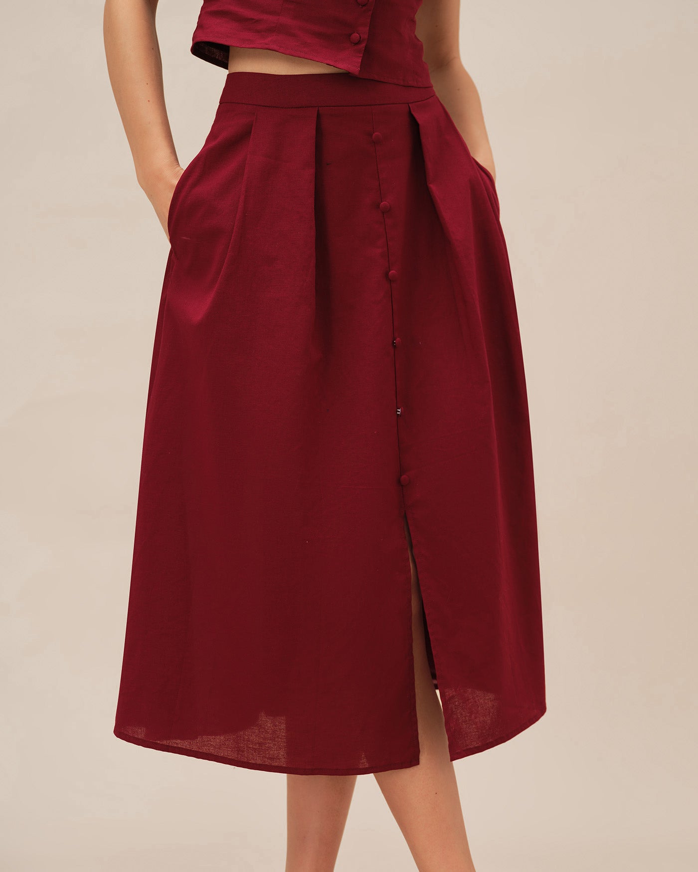 Women's Woven Cotton Skirt Red Bottoms - RIHOAS