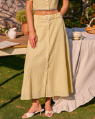 Women's Woven Cotton Skirt Yellow Bottoms - RIHOAS