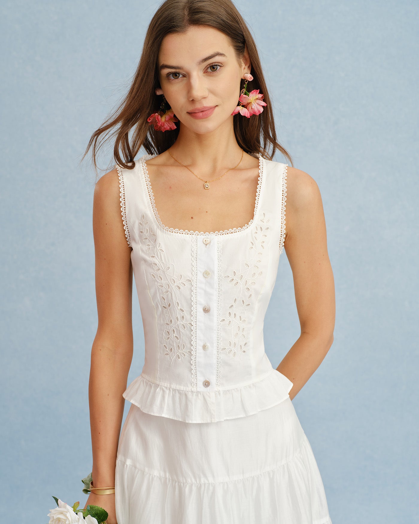Women's Woven Cotton Tank Tops Tops - RIHOAS