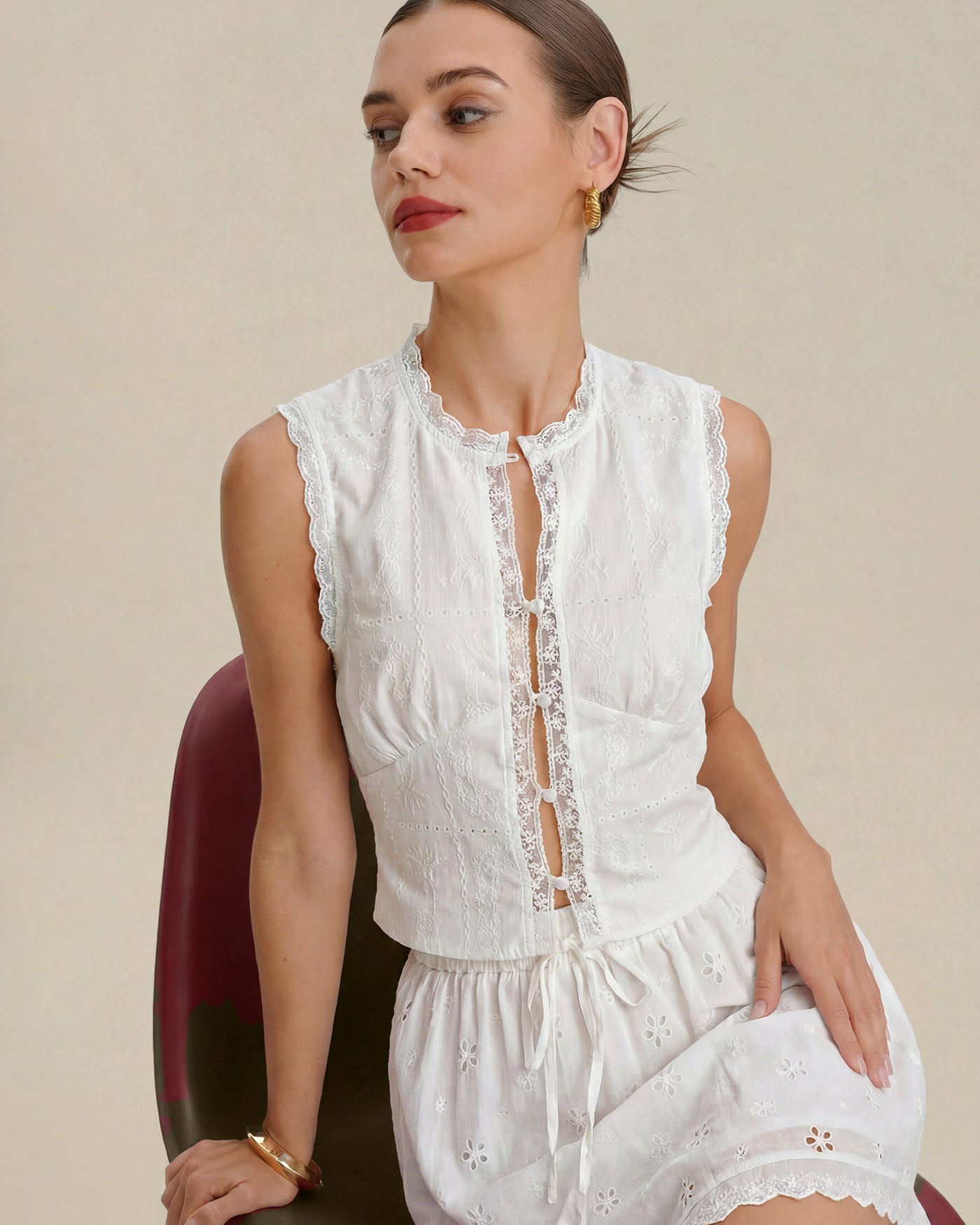 Women's Woven Cotton Tank Tops Tops - RIHOAS