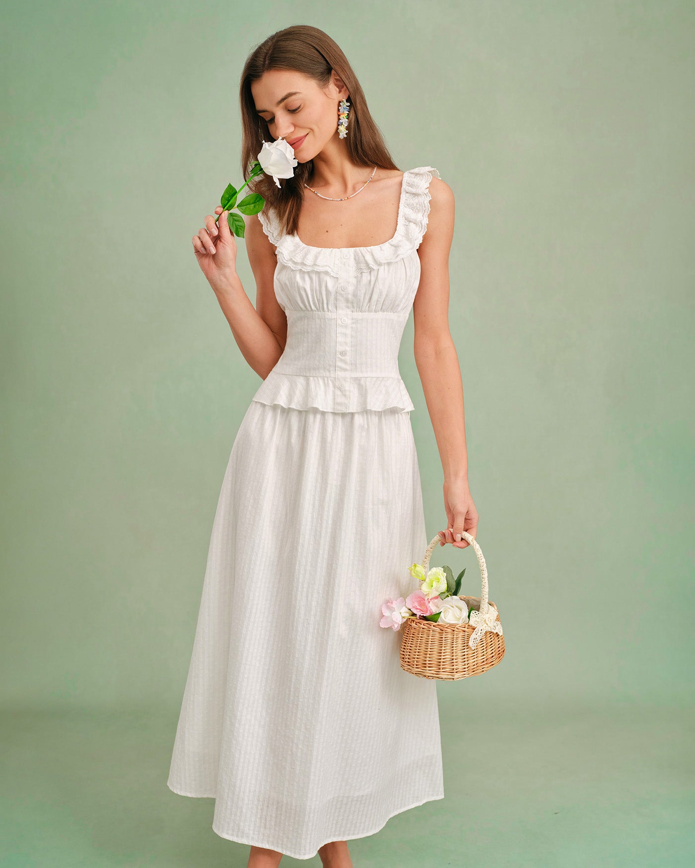 Women's Woven Cotton Tank Tops White Tops - RIHOAS