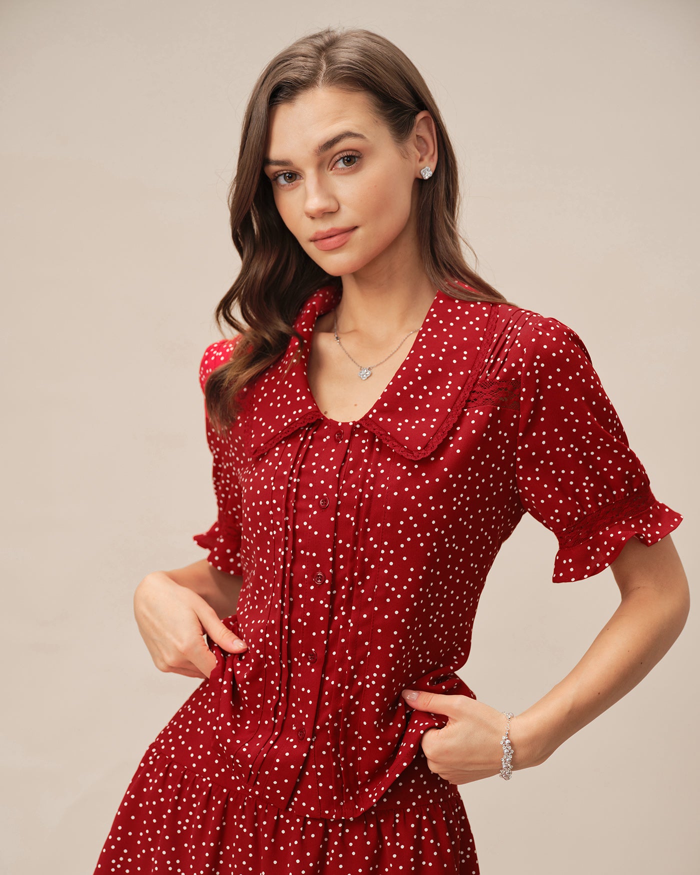 Women's Woven Polyester Blouses Tops - RIHOAS