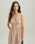 Women's Woven Polyester Cotton Long Dress Dresses - RIHOAS