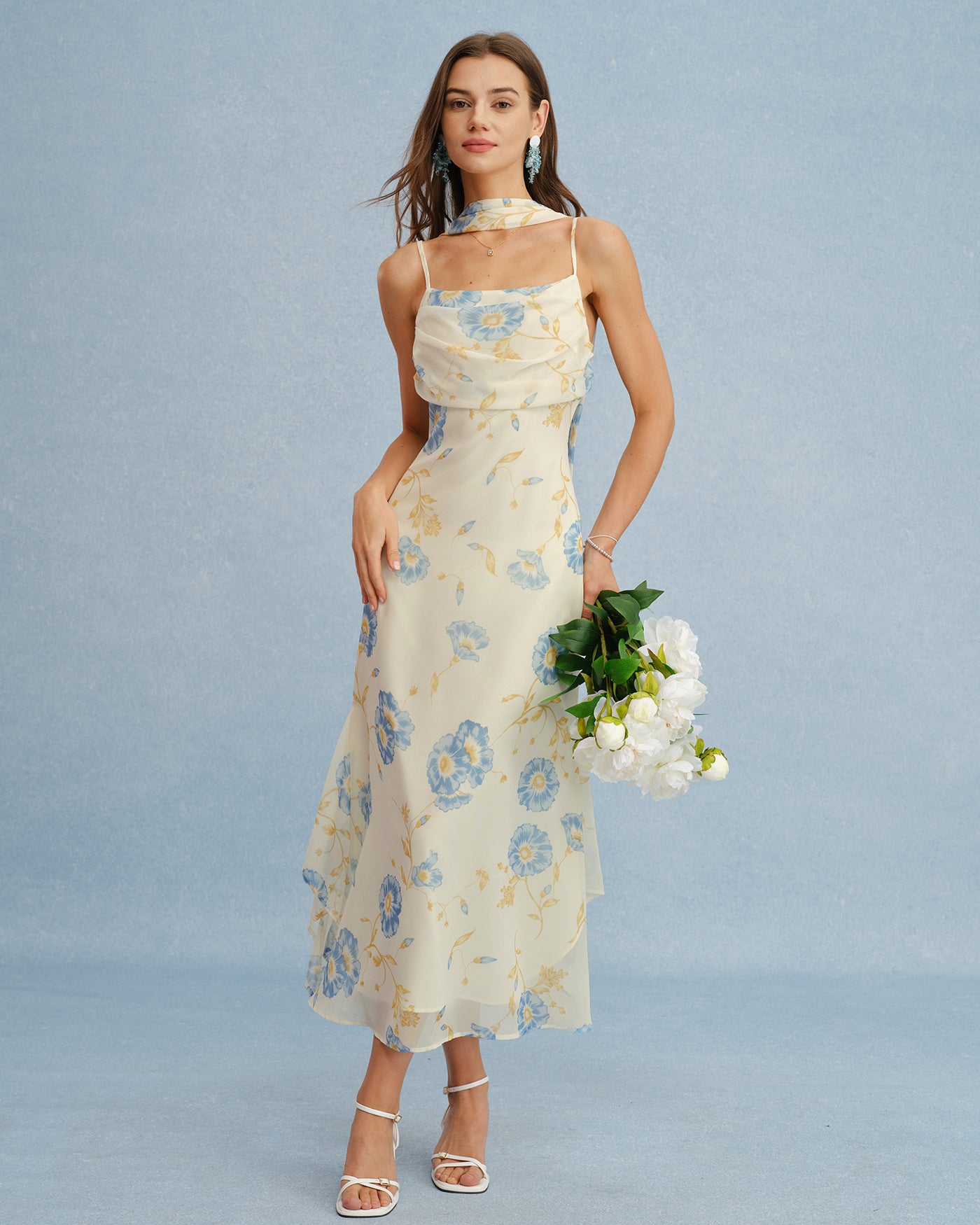 Women's Woven Polyester Maxi Dress Beige Dresses - RIHOAS