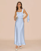 Women's Woven Polyester Maxi Dress Blue Dresses - RIHOAS