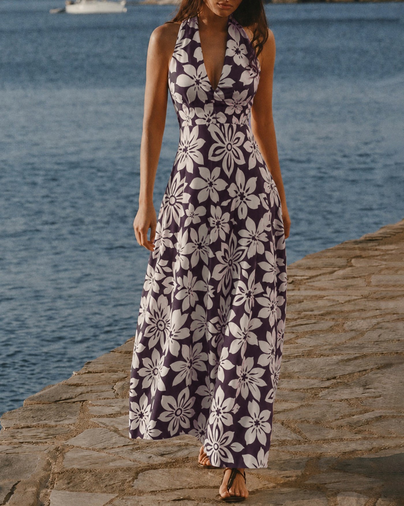 Women's  Woven Polyester  Maxi Dress Dresses - RIHOAS