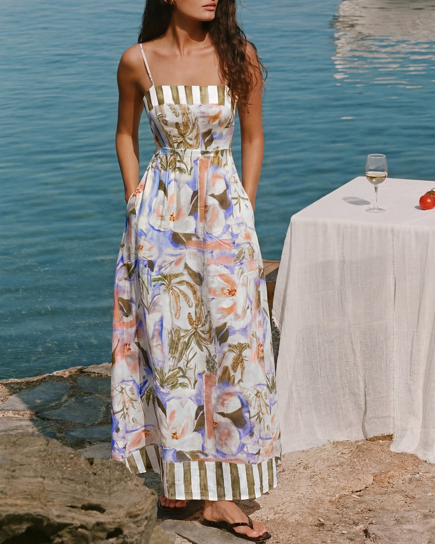 Women's  Woven Polyester Maxi  Dress Multi Dresses - RIHOAS