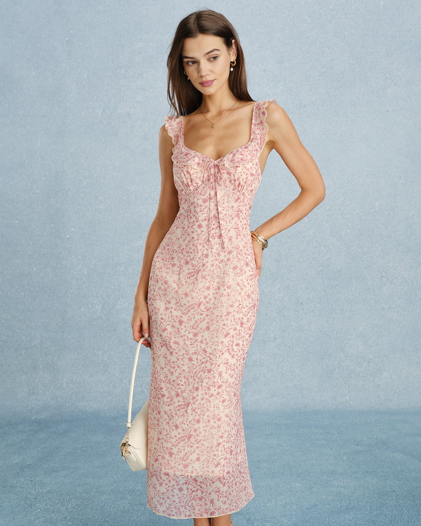 Women's Woven Polyester Midi Dress Dresses - RIHOAS