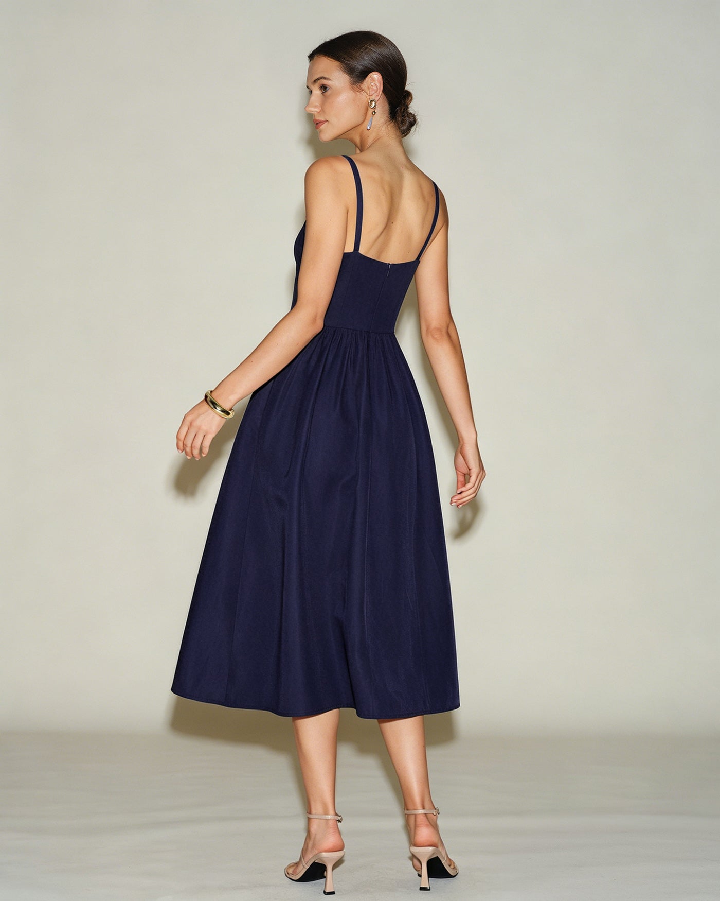 Women's Woven Polyester  Midi Dress Dresses - RIHOAS