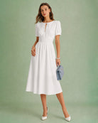 Women's Woven Polyester Midi Dress Dresses - RIHOAS