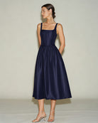Women's Woven Polyester  Midi Dress Dresses - RIHOAS