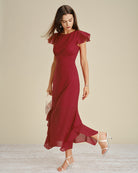 Women's Woven Polyester Midi Dress Dresses - RIHOAS