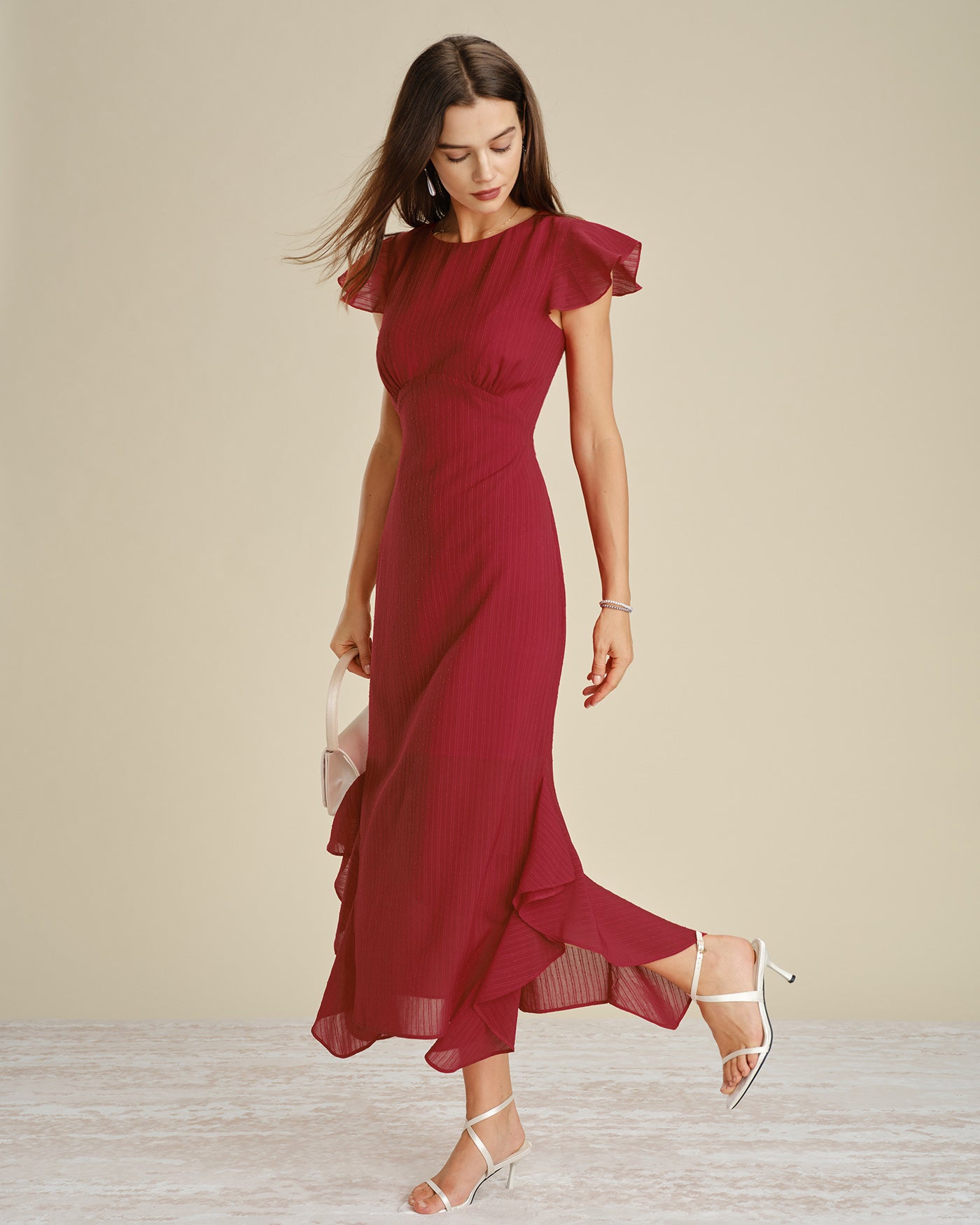 Women's Woven Polyester Midi Dress Dresses - RIHOAS