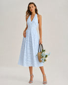 Women's Woven Polyester Midi Dress Dresses - RIHOAS