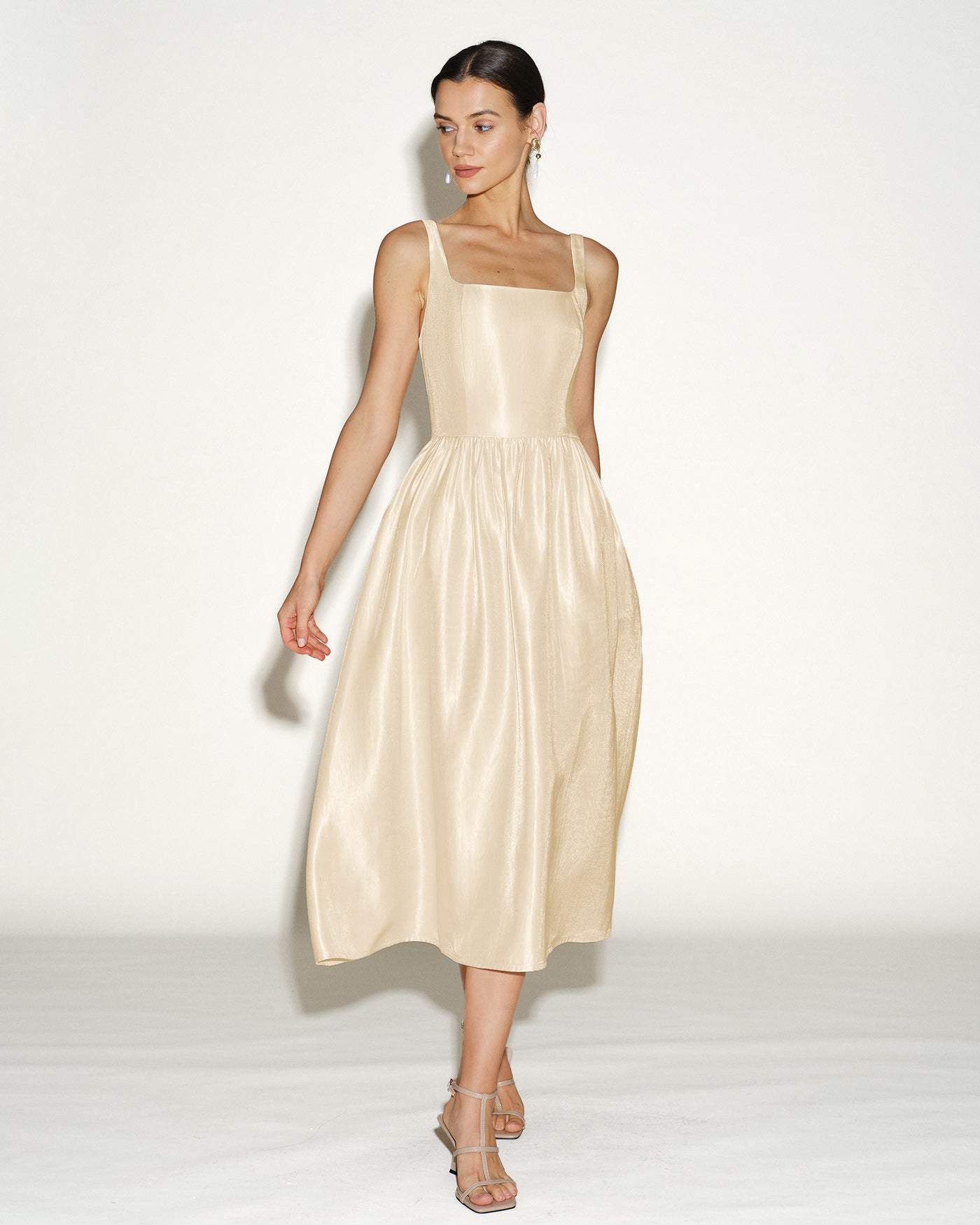 Women's Woven Polyester  Midi Dress Dresses - RIHOAS