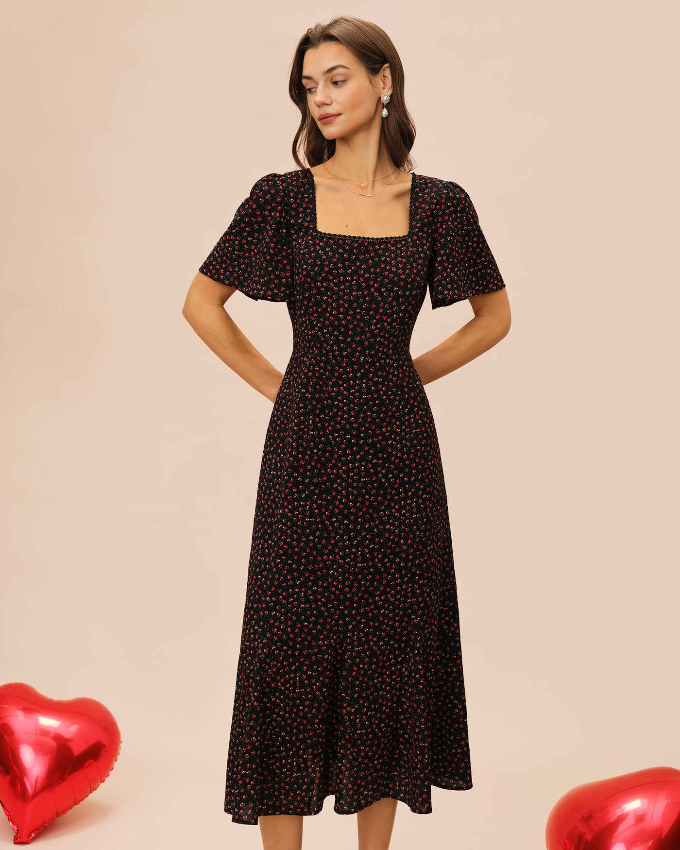 Women's Woven Polyester Midi Dress Dresses - RIHOAS