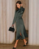 Women's Woven Polyester Midi Dress Dresses - RIHOAS
