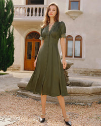 Women's Woven Polyester Midi Dress Dresses - RIHOAS