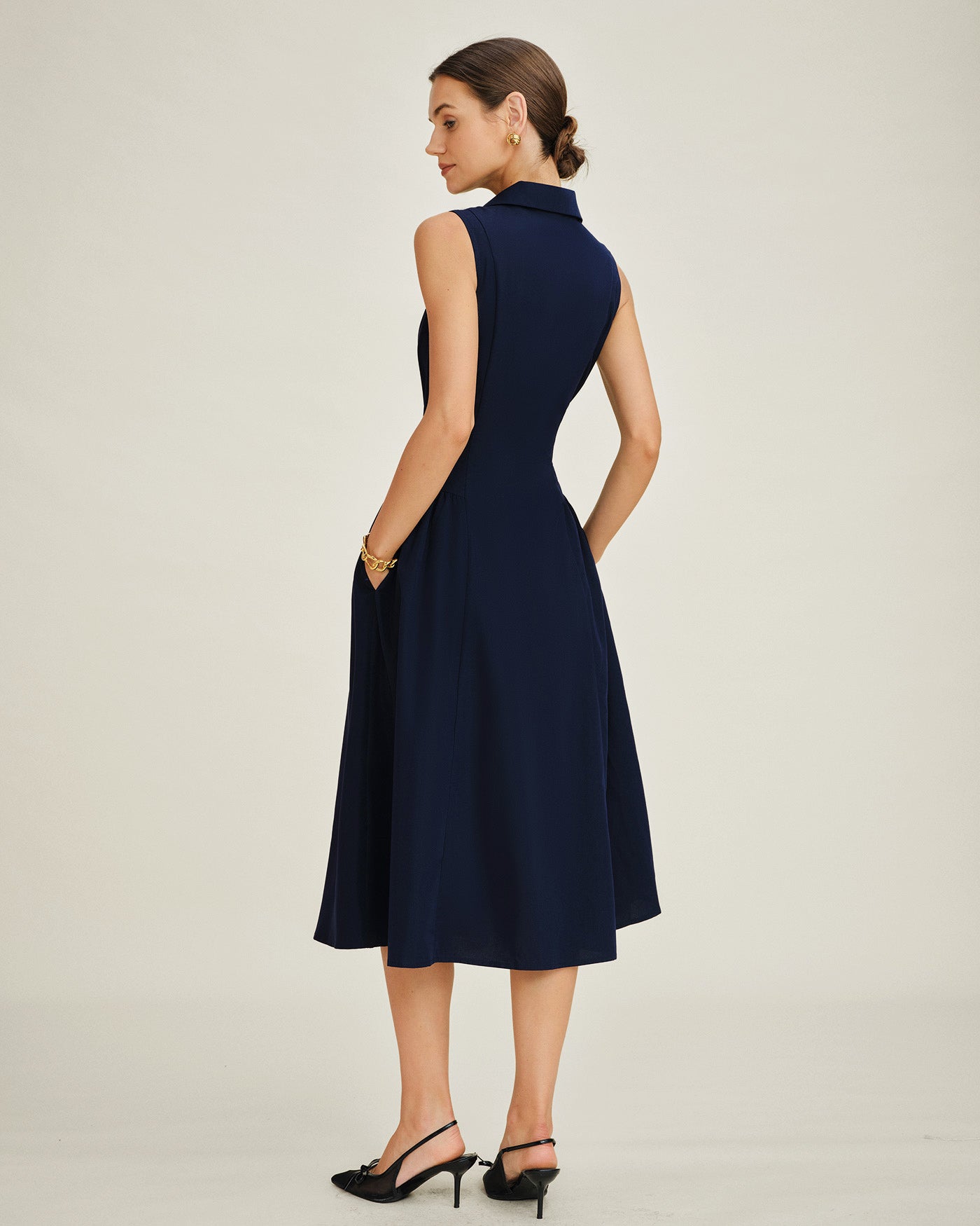 Women's Woven Polyester Midi Dress Dresses - RIHOAS