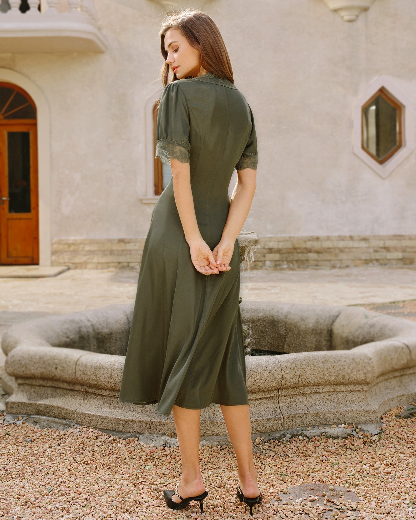 Women's Woven Polyester Midi Dress Dresses - RIHOAS