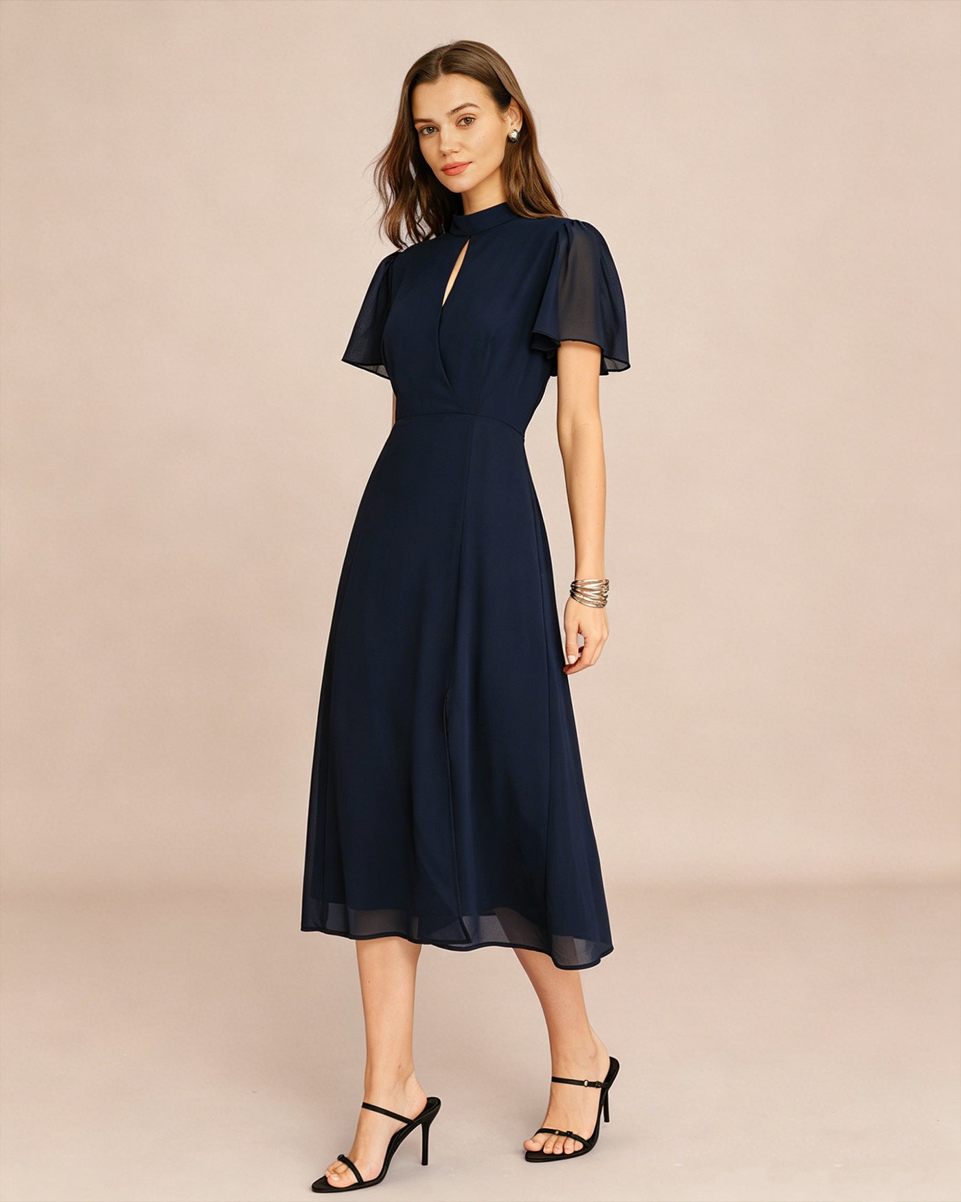 Women's  Woven Polyester Midi Dress Dresses - RIHOAS