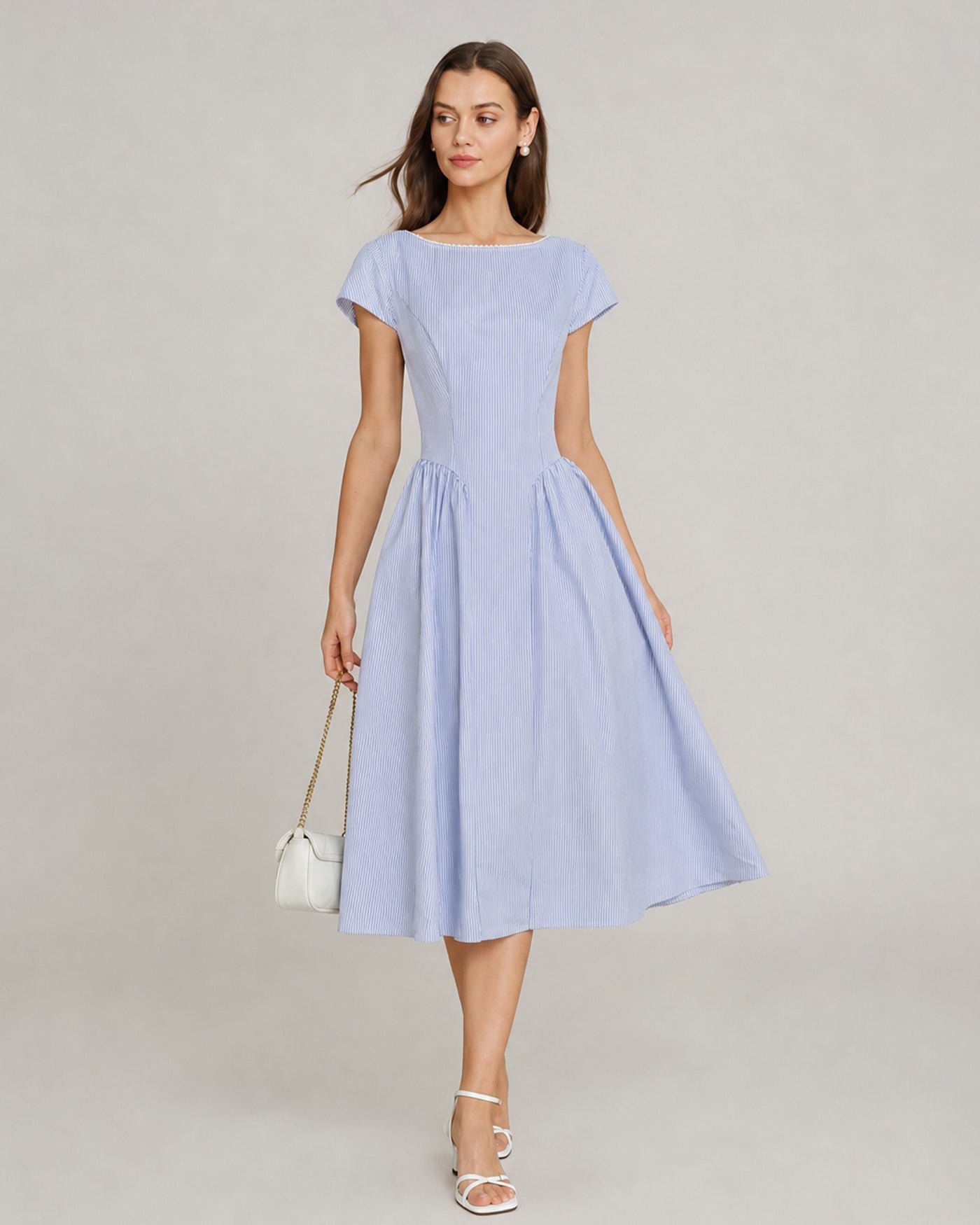 Women's Woven Polyester Midi Dress Dresses - RIHOAS