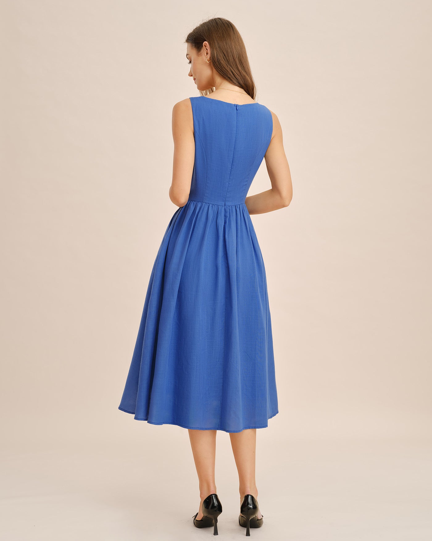 Women's Woven Polyester Midi Dress Dresses - RIHOAS