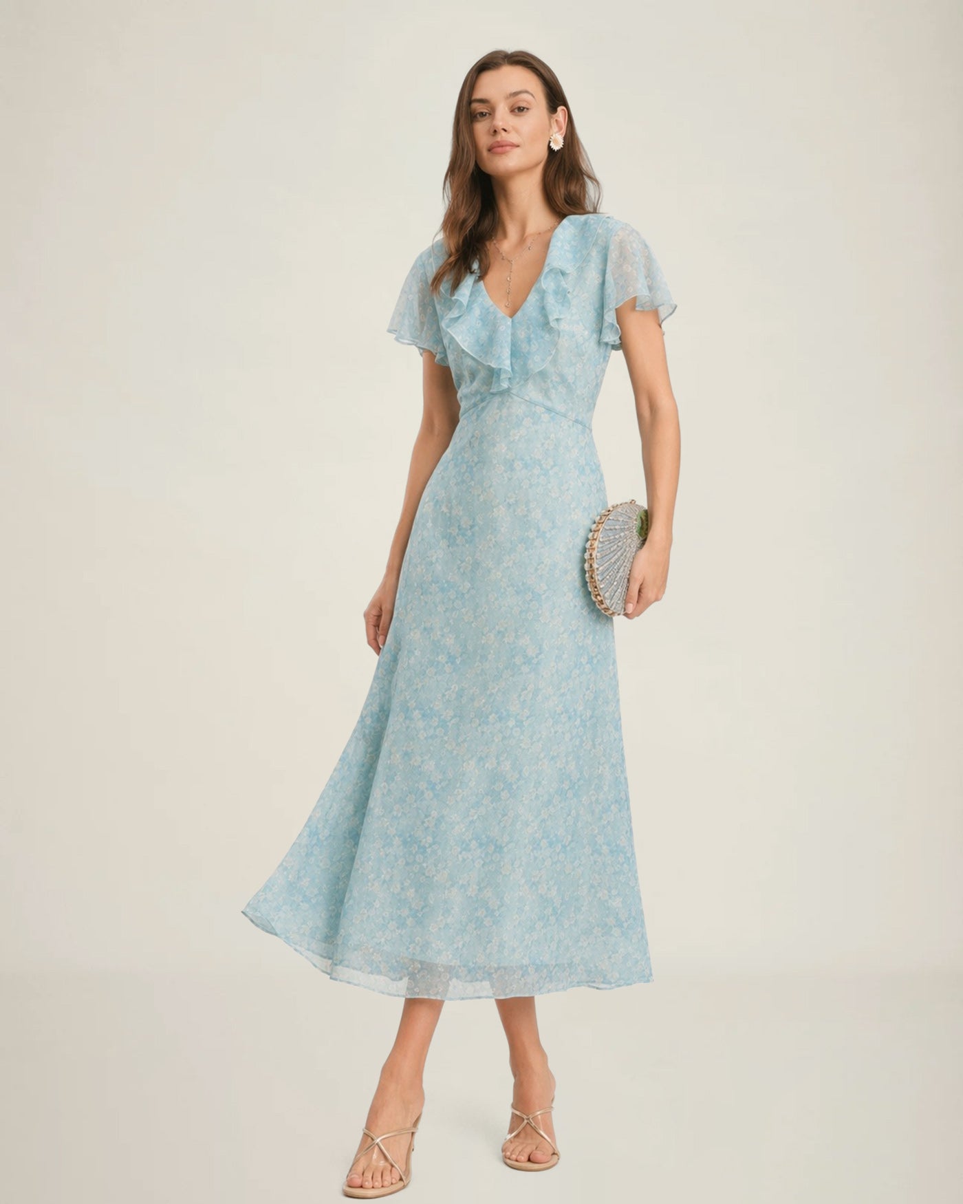 Women's Woven Polyester Midi Dress Dresses - RIHOAS