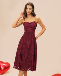 Women's Woven Polyester Midi Dress Dresses - RIHOAS